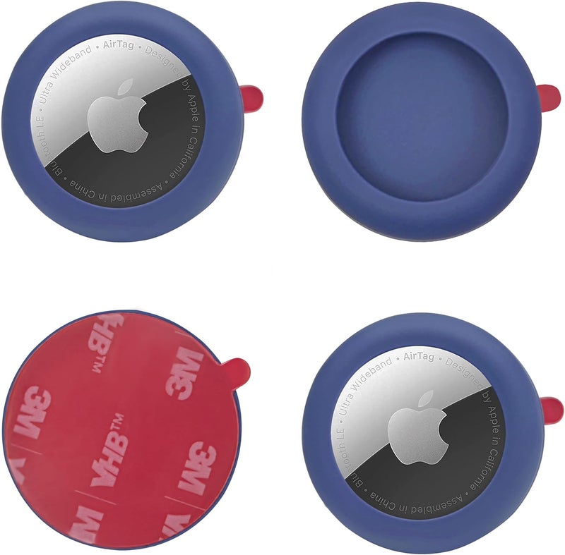 echinff Silicone Case with 3M Strong Adhesive Sticker, 4 Pack Protective Case for Apple Air Tags for Sticking On Tv Remote Headphones Luggage Laptop Camera Bike - Image 1